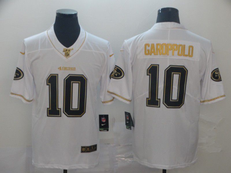 Men San Francisco 49ers #10 Garoppolo White Retro gold character Nike NFL Jerseys->san francisco 49ers->NFL Jersey
